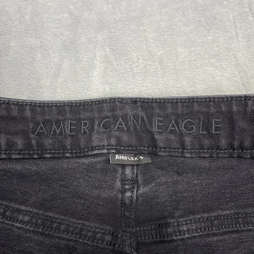 American Eagle Jeans Mens 38x32 Black Denim Faded Airflex Original Straight Leg